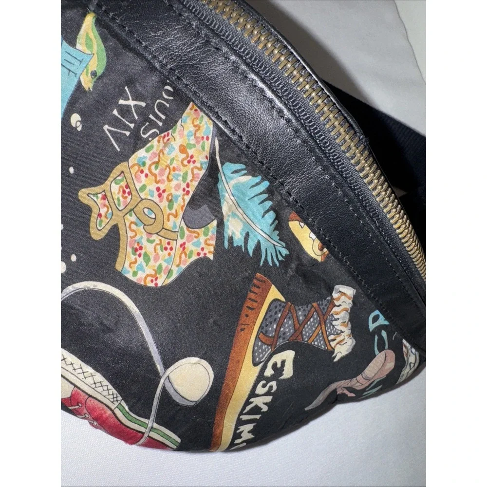 Nicole Miller‎ vintage silk and leather belt bag 1991 Shoe Print *Super Rare